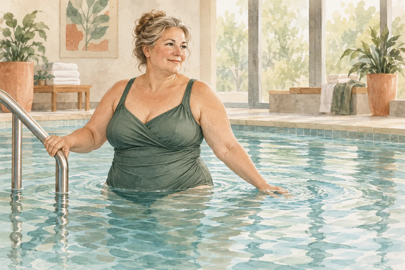 Frau bei angepasster Bewegung im Wasser